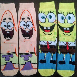 Set of Two Spongebob and Patrick MENS/WOMENS/TEENS/KIDS Crew Socks One Size
